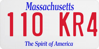 MA license plate 110KR4