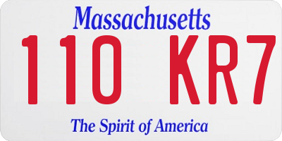 MA license plate 110KR7