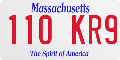 MA license plate 110KR9