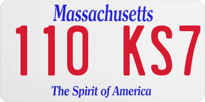 MA license plate 110KS7