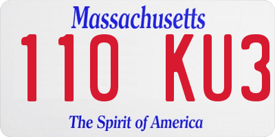 MA license plate 110KU3