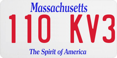 MA license plate 110KV3