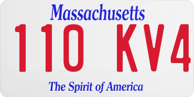 MA license plate 110KV4