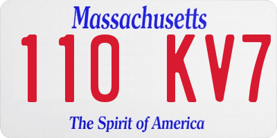 MA license plate 110KV7
