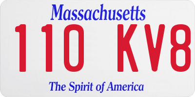 MA license plate 110KV8