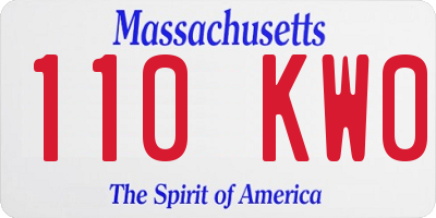 MA license plate 110KW0