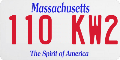 MA license plate 110KW2