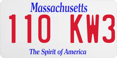 MA license plate 110KW3