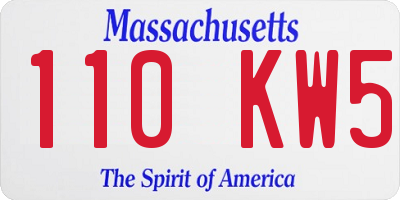 MA license plate 110KW5