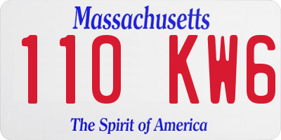 MA license plate 110KW6