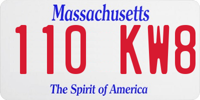MA license plate 110KW8