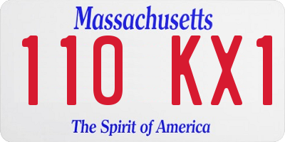 MA license plate 110KX1