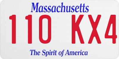 MA license plate 110KX4