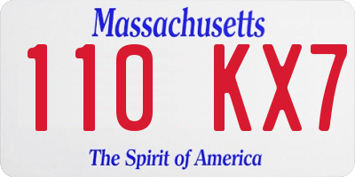 MA license plate 110KX7