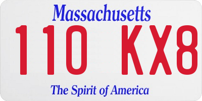 MA license plate 110KX8