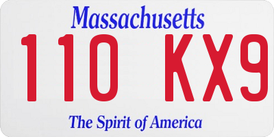MA license plate 110KX9