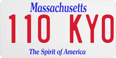 MA license plate 110KY0