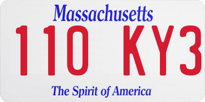 MA license plate 110KY3