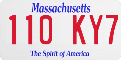 MA license plate 110KY7