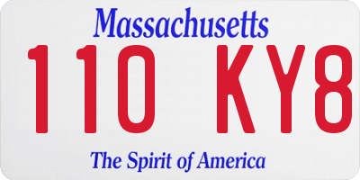 MA license plate 110KY8