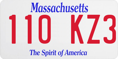 MA license plate 110KZ3