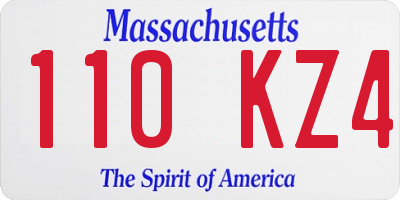 MA license plate 110KZ4