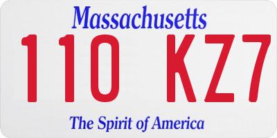 MA license plate 110KZ7