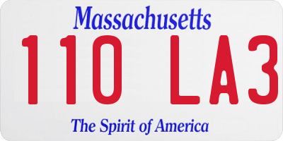 MA license plate 110LA3