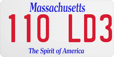 MA license plate 110LD3