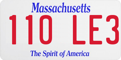 MA license plate 110LE3