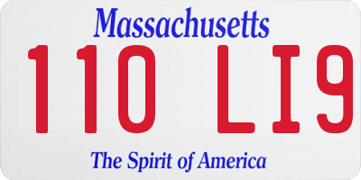MA license plate 110LI9