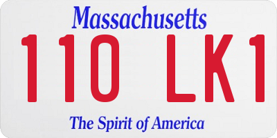 MA license plate 110LK1