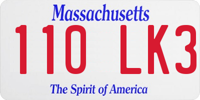 MA license plate 110LK3