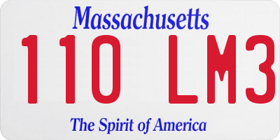 MA license plate 110LM3