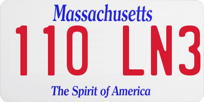 MA license plate 110LN3