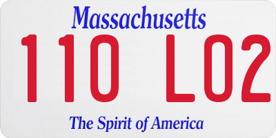 MA license plate 110LO2