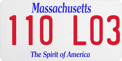 MA license plate 110LO3