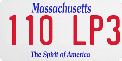 MA license plate 110LP3