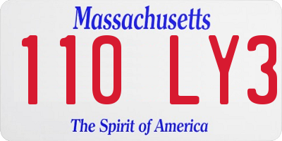 MA license plate 110LY3