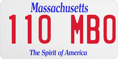 MA license plate 110MB0