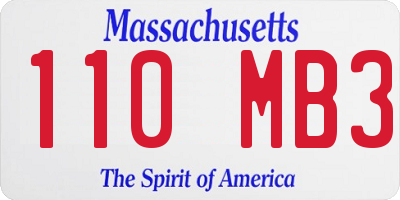 MA license plate 110MB3