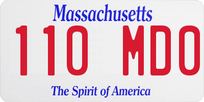 MA license plate 110MD0