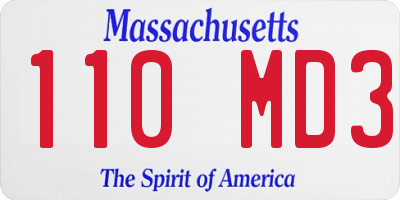 MA license plate 110MD3