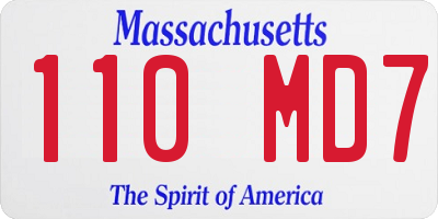 MA license plate 110MD7