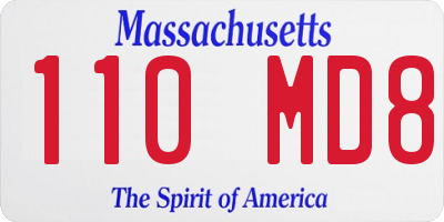 MA license plate 110MD8