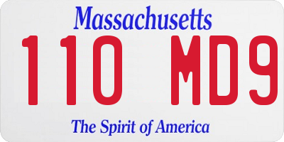 MA license plate 110MD9