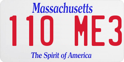 MA license plate 110ME3