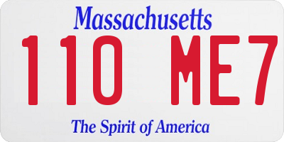 MA license plate 110ME7