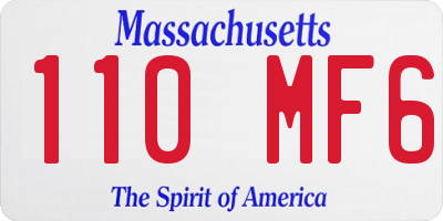 MA license plate 110MF6