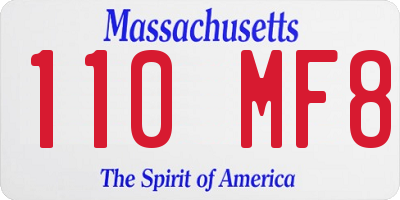 MA license plate 110MF8